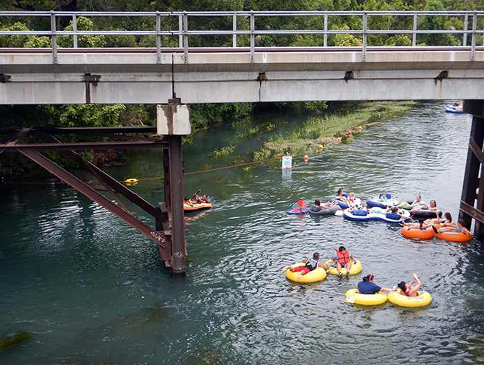 Buoys at Hopkins Street in San Marcos River