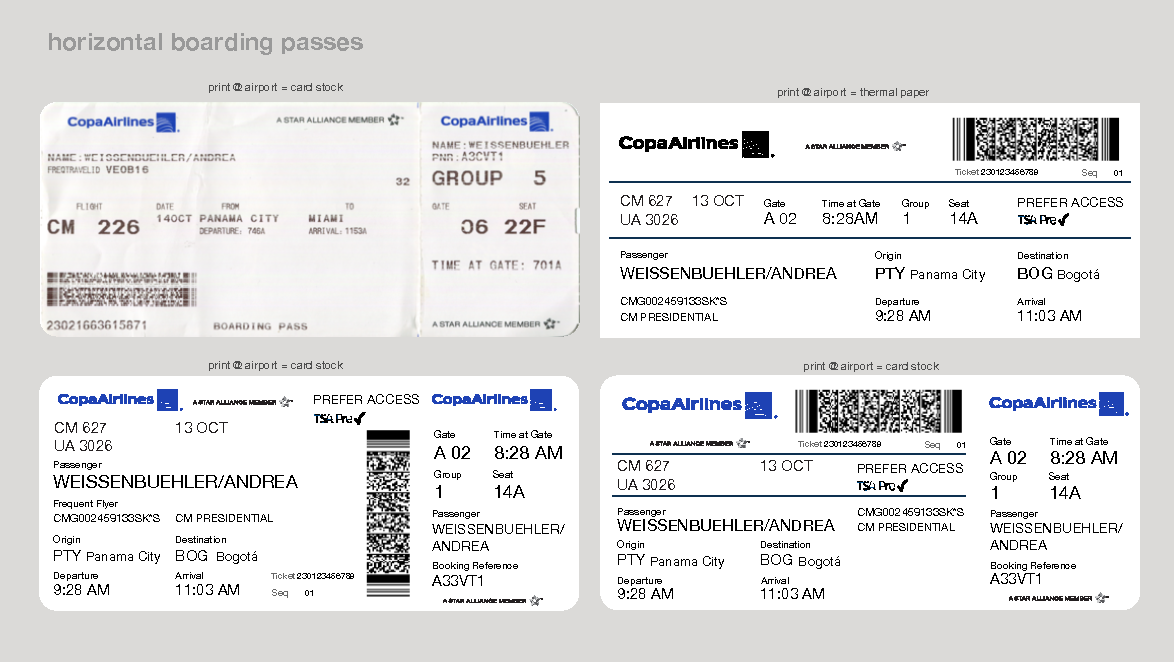 Boarding pass concepts