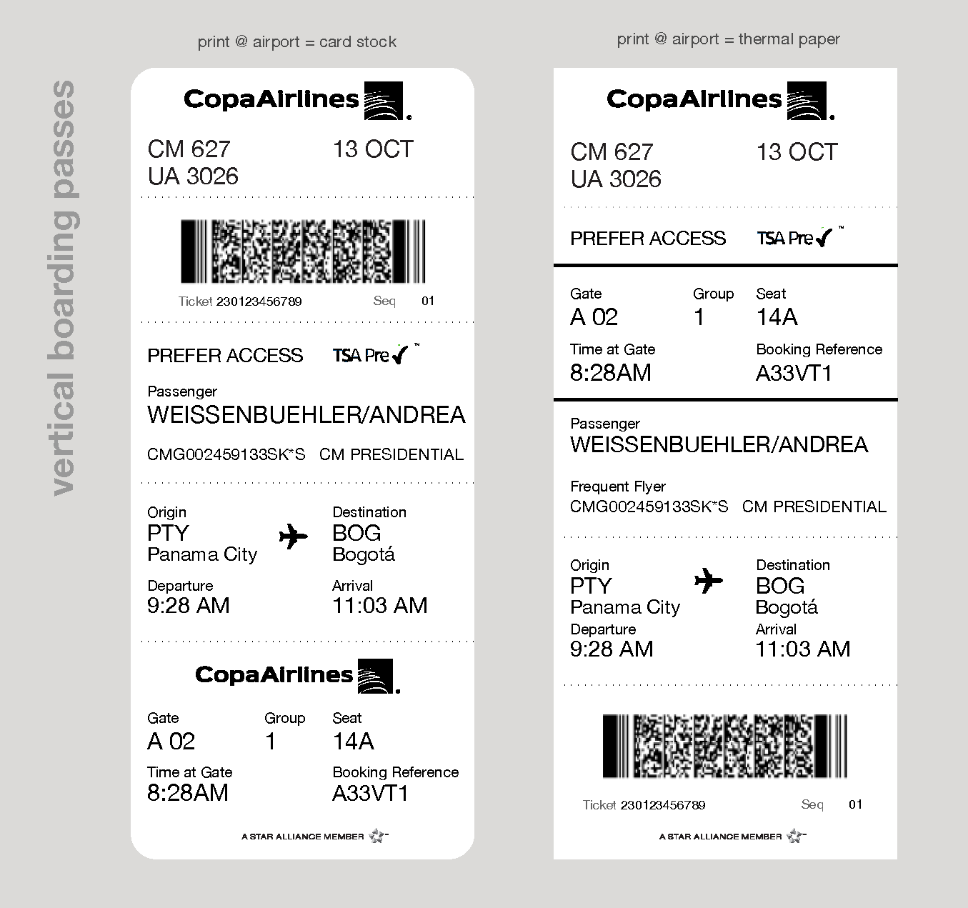 Vertical layout boarding pass concept