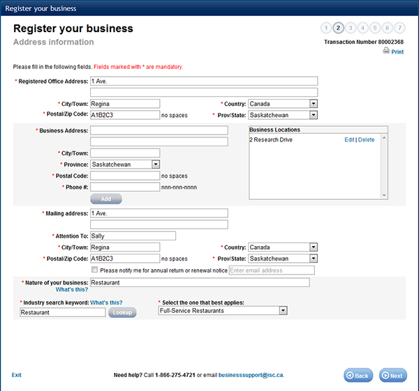 Original form that business owners had to complete.