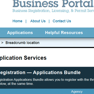 Snapshot of business portal in Saskatchewan